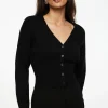 Dynamite Ribbed V-Neck Cardigan Black New
