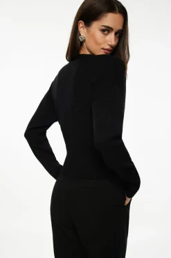 Dynamite Ribbed V-Neck Cardigan Black New