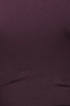 Dynamite Shoulder Pad Mock Neck T-Shirt Burgundy Best Sale