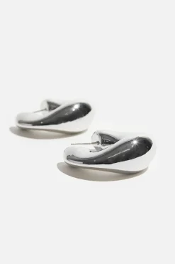 Dynamite Statement Dented Hoops Earrings Grey Hot