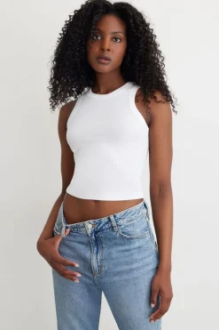 Dynamite Tedi Ribbed Tank Top White Cheap