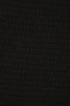 Dynamite Textured Short Sleeve V-Neck Top Black Outlet